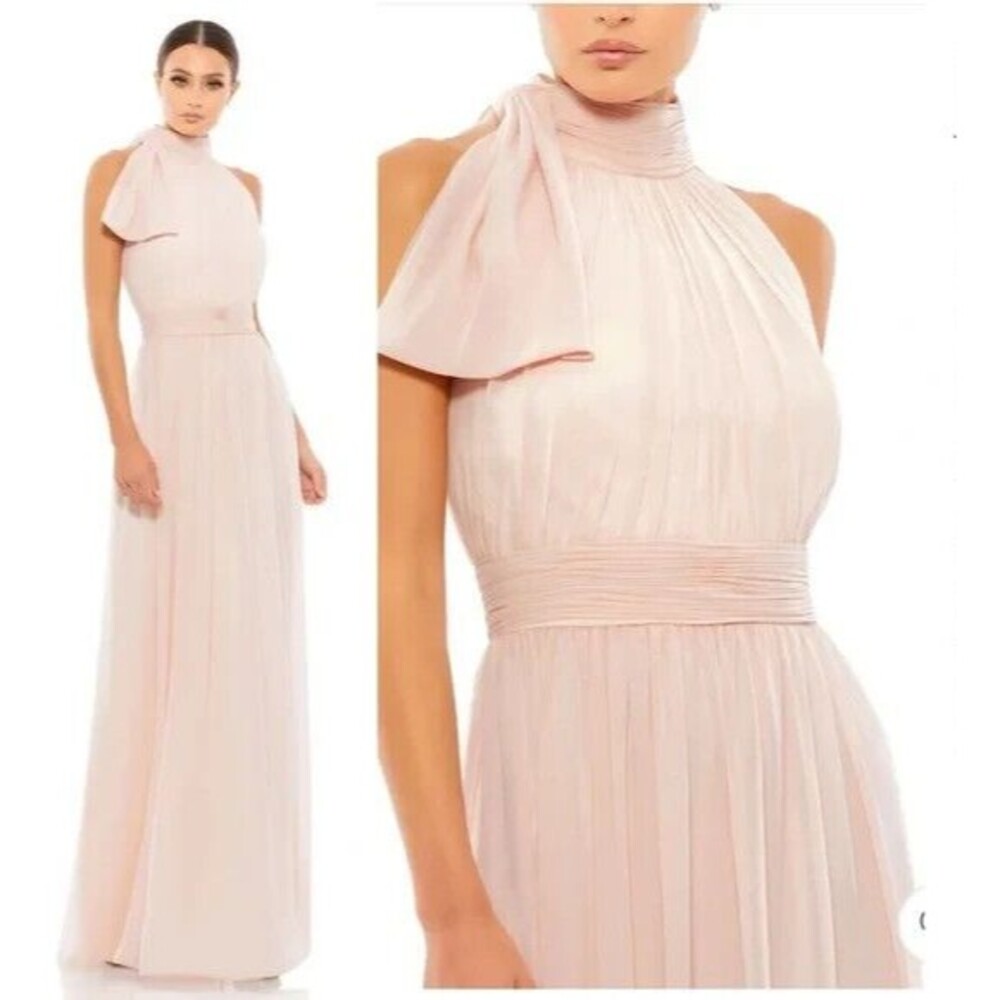 Mac Duggal Blush Pink Pleated Maxi Gown